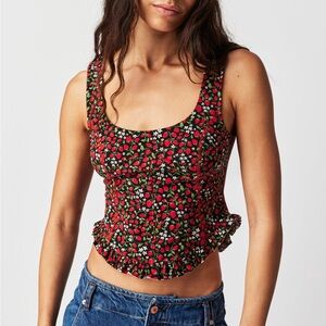 Free People Melanie Tank in Strawberry Combo Size L